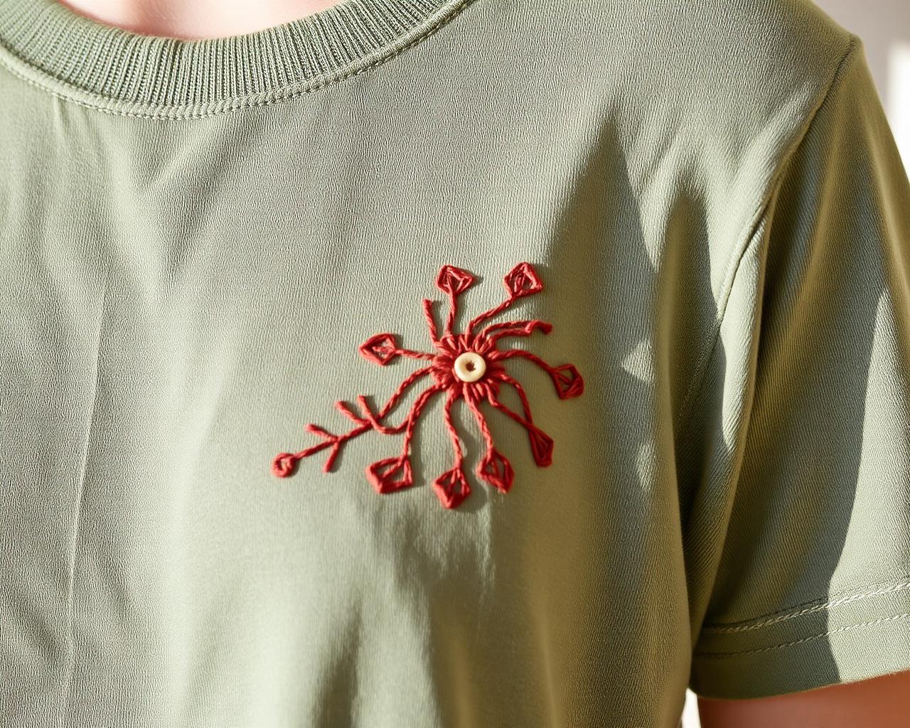 Hand-embroidered chest detail